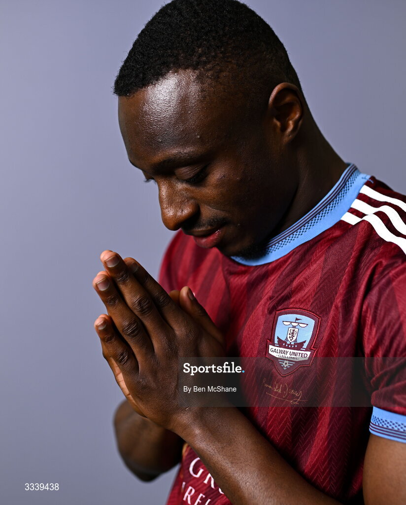 31 January 2026; Francely Lomboto during a Galway United squad portraits session at Galway United FC Shop in Galway. Photo by Ben McShane/Sportsfile