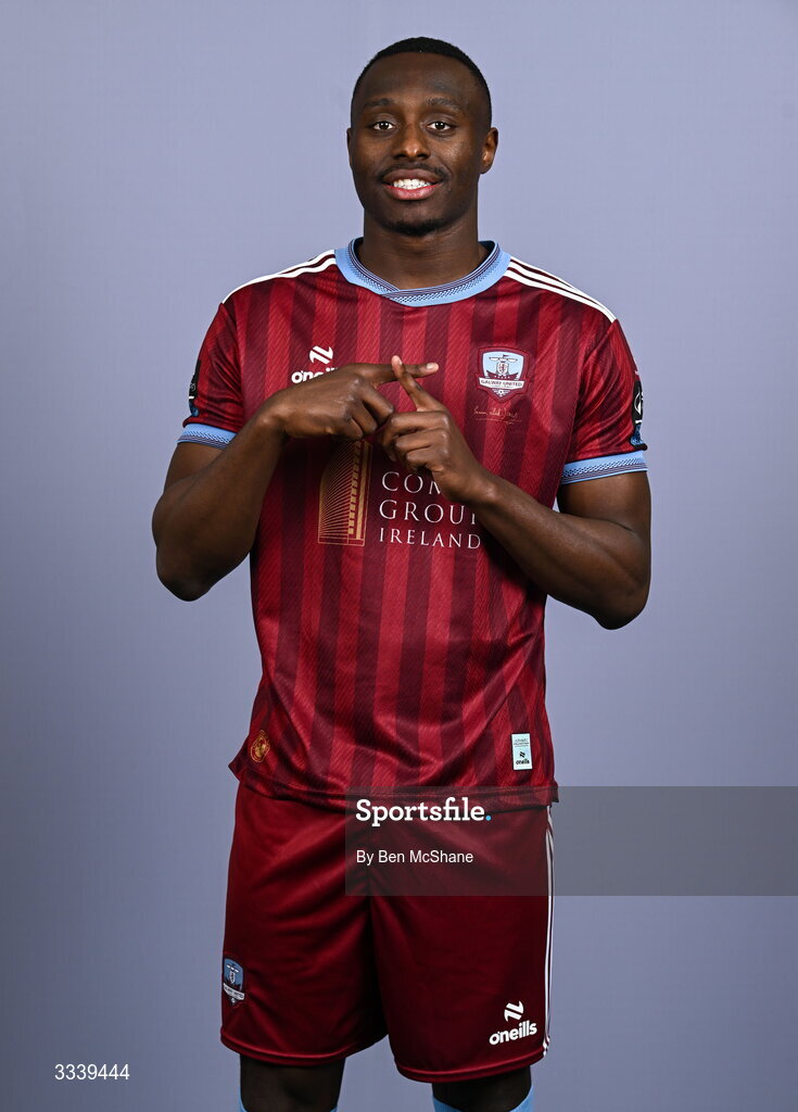 31 January 2026; Francely Lomboto during a Galway United squad portraits session at Galway United FC Shop in Galway. Photo by Ben McShane/Sportsfile