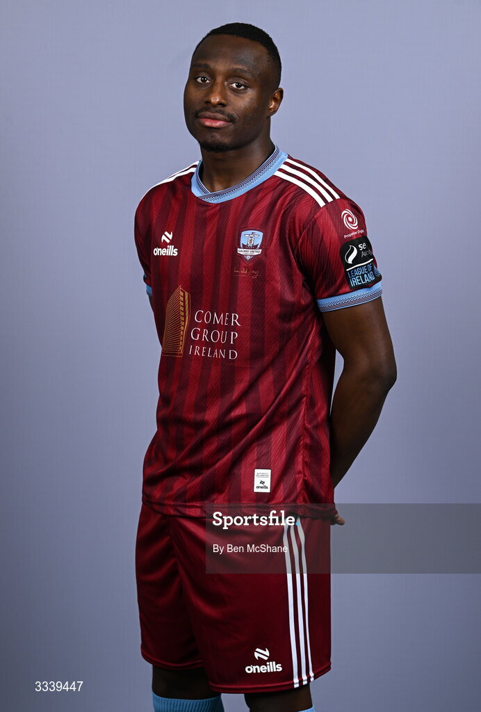31 January 2026; Francely Lomboto during a Galway United squad portraits session at Galway United FC Shop in Galway. Photo by Ben McShane/Sportsfile