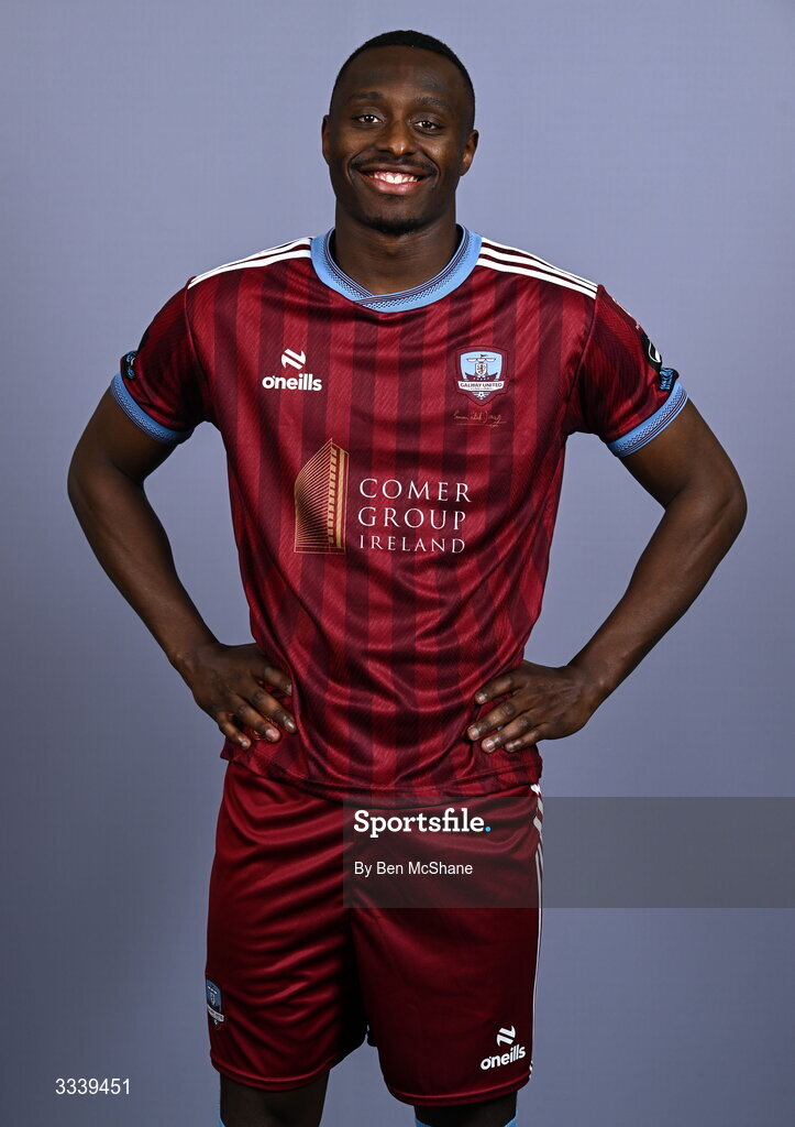 31 January 2026; Francely Lomboto during a Galway United squad portraits session at Galway United FC Shop in Galway. Photo by Ben McShane/Sportsfile