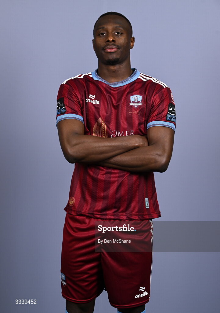 31 January 2026; Francely Lomboto during a Galway United squad portraits session at Galway United FC Shop in Galway. Photo by Ben McShane/Sportsfile