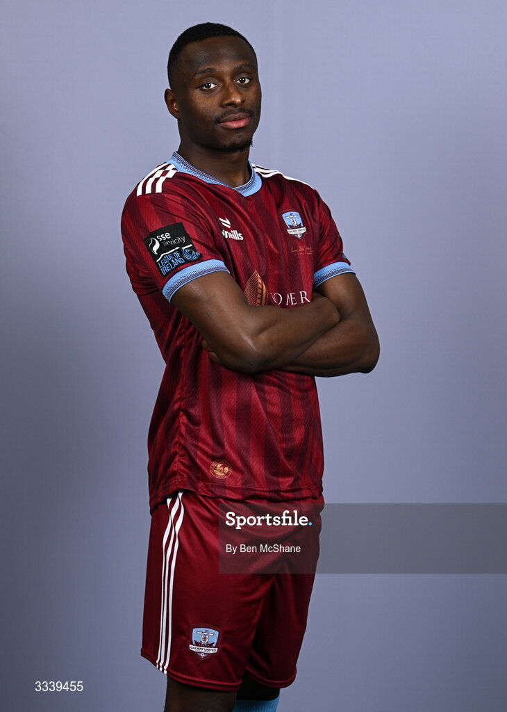31 January 2026; Francely Lomboto during a Galway United squad portraits session at Galway United FC Shop in Galway. Photo by Ben McShane/Sportsfile