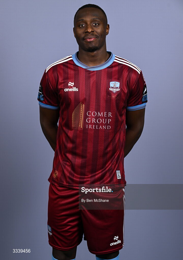 31 January 2026; Francely Lomboto during a Galway United squad portraits session at Galway United FC Shop in Galway. Photo by Ben McShane/Sportsfile