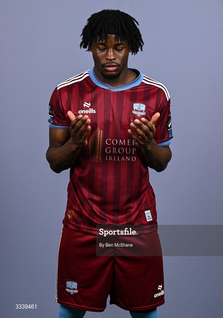 31 January 2026; Al-Amin Kazeem during a Galway United squad portraits session at Galway United FC Shop in Galway. Photo by Ben McShane/Sportsfile