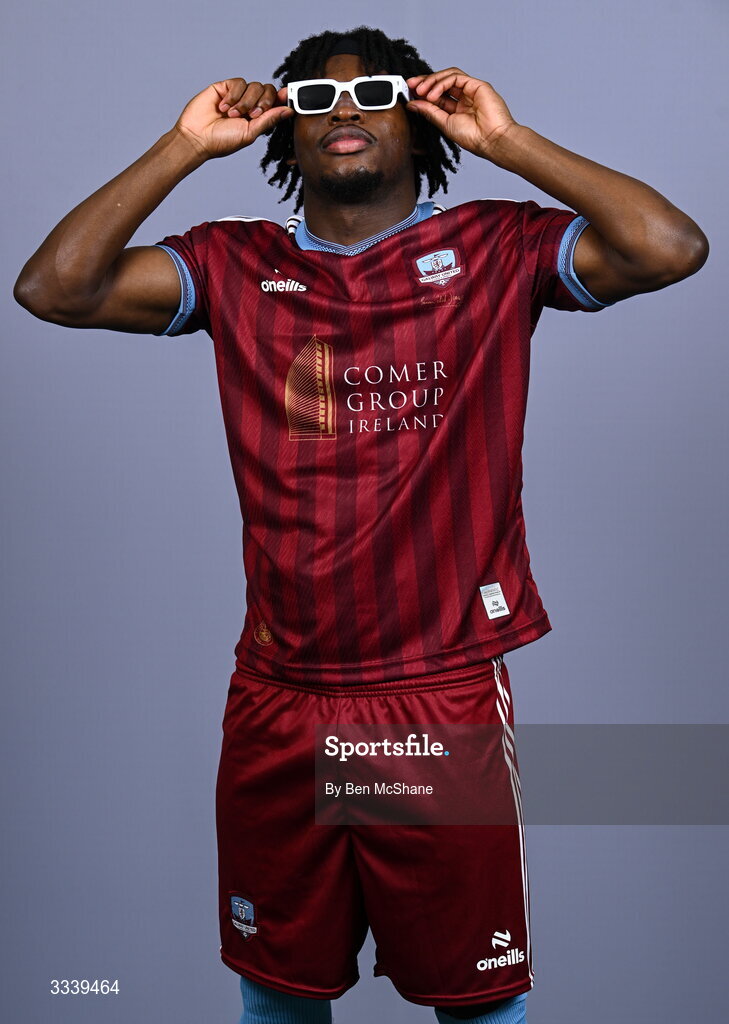 31 January 2026; Al-Amin Kazeem during a Galway United squad portraits session at Galway United FC Shop in Galway. Photo by Ben McShane/Sportsfile