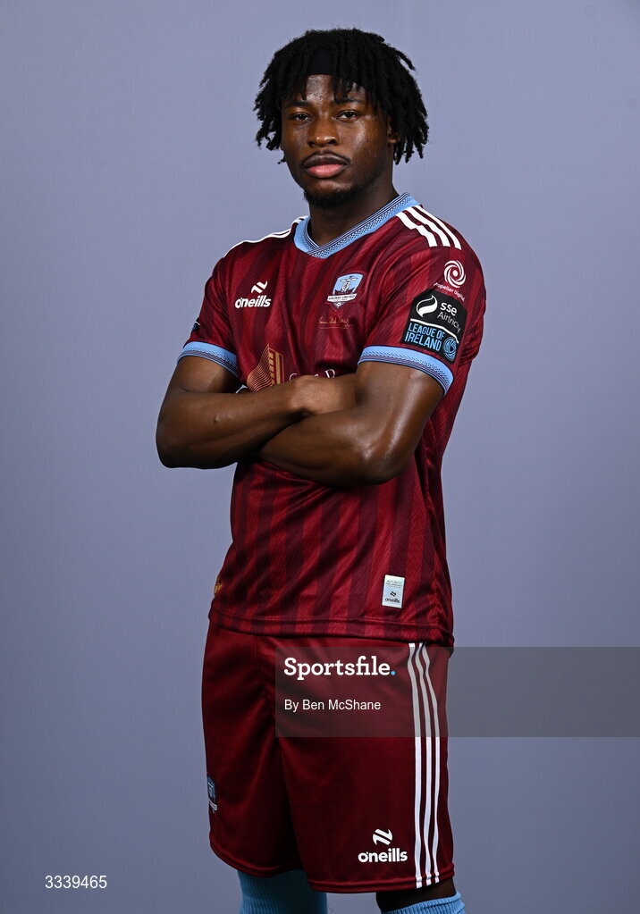 31 January 2026; Al-Amin Kazeem during a Galway United squad portraits session at Galway United FC Shop in Galway. Photo by Ben McShane/Sportsfile