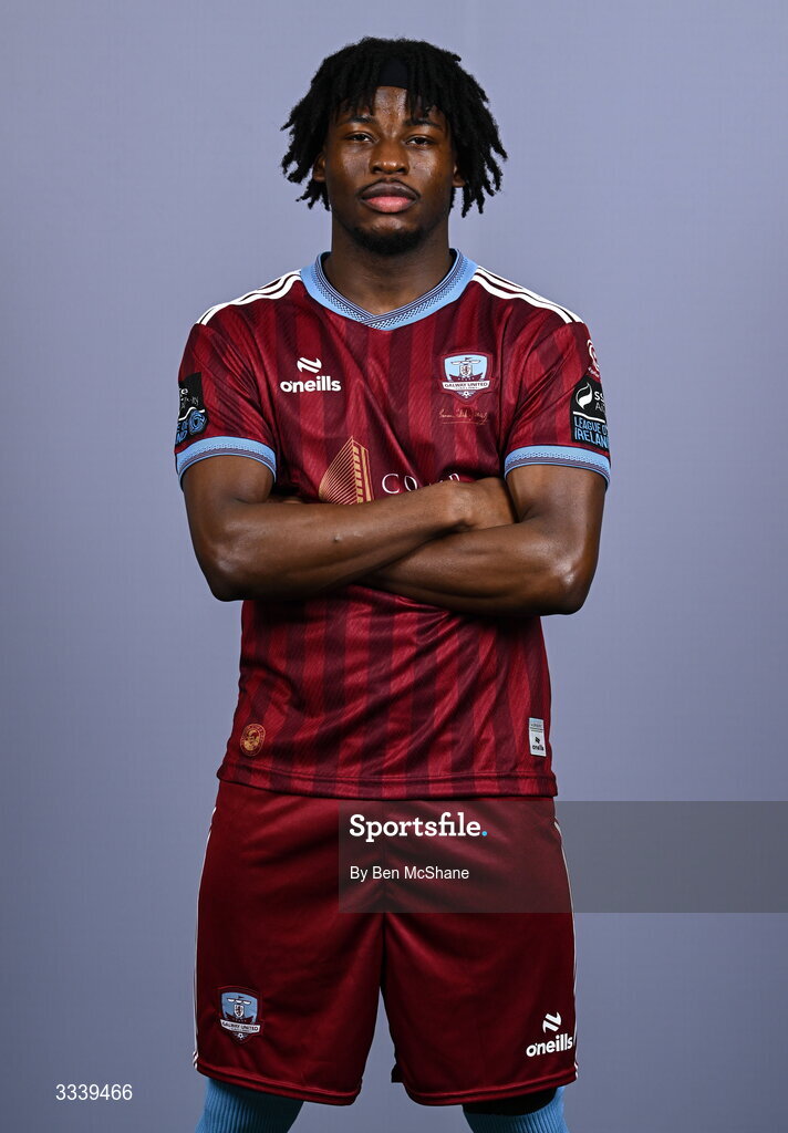 31 January 2026; Al-Amin Kazeem during a Galway United squad portraits session at Galway United FC Shop in Galway. Photo by Ben McShane/Sportsfile
