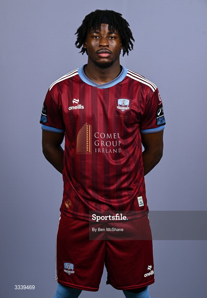 31 January 2026; Al-Amin Kazeem during a Galway United squad portraits session at Galway United FC Shop in Galway. Photo by Ben McShane/Sportsfile