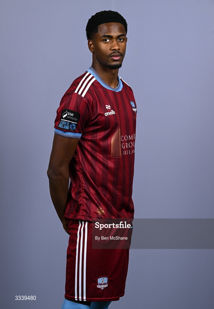 31 January 2026; Junior Thiam during a Galway United squad portraits session at Galway United FC Shop in Galway. Photo by Ben McShane/Sportsfile