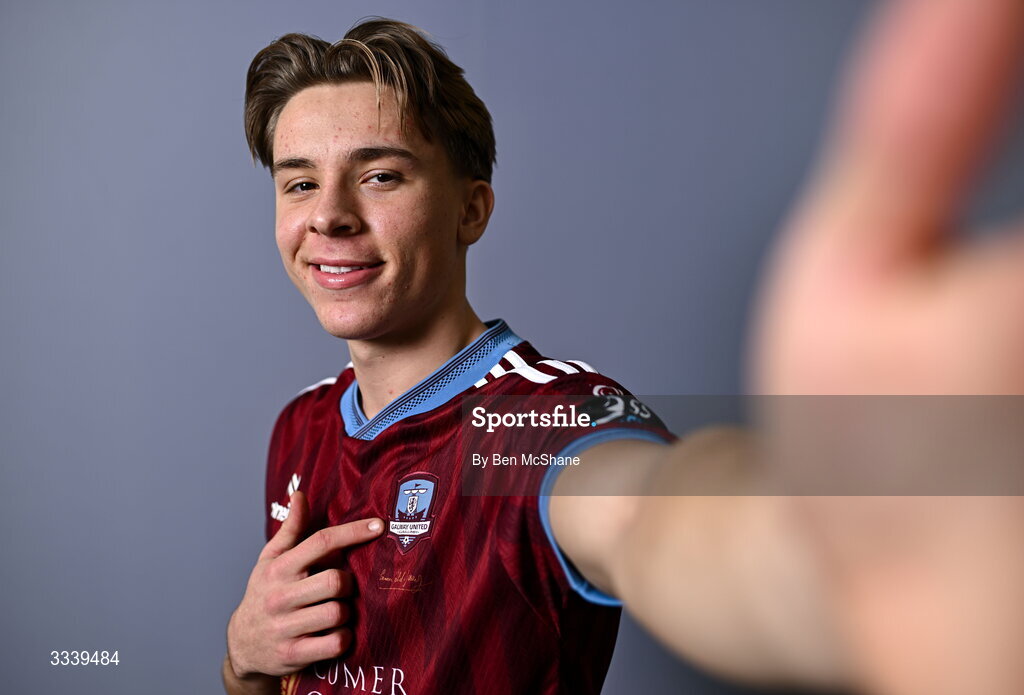 31 January 2026; Arthur Parker during a Galway United squad portraits session at Galway United FC Shop in Galway. Photo by Ben McShane/Sportsfile