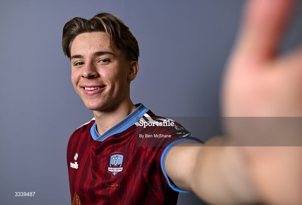 31 January 2026; Arthur Parker during a Galway United squad portraits session at Galway United FC Shop in Galway. Photo by Ben McShane/Sportsfile