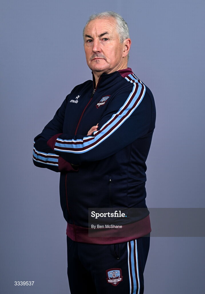31 January 2026; Manager John Caulfield during a Galway United squad portraits session at Galway United FC Shop in Galway. Photo by Ben McShane/Sportsfile
