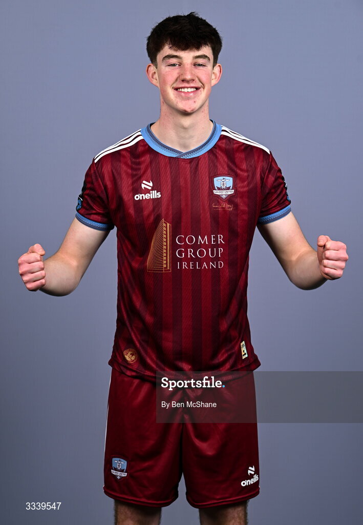 31 January 2026; James Morahan during a Galway United squad portraits session at Galway United FC Shop in Galway. Photo by Ben McShane/Sportsfile