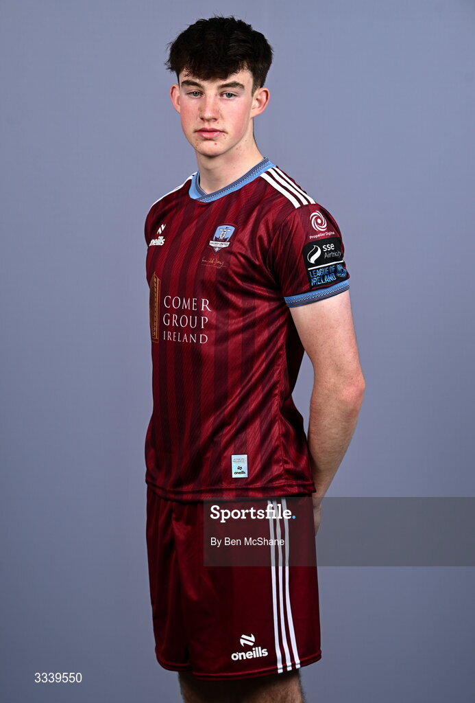 31 January 2026; James Morahan during a Galway United squad portraits session at Galway United FC Shop in Galway. Photo by Ben McShane/Sportsfile