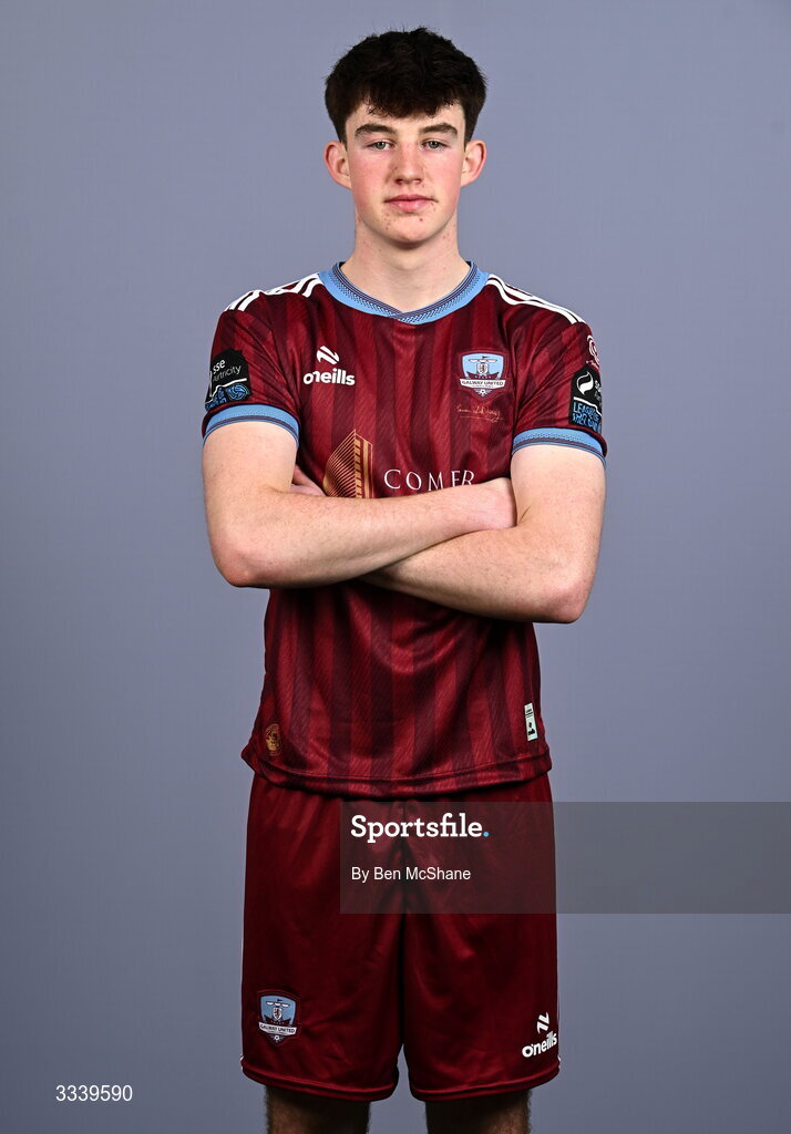 31 January 2026; James Morahan during a Galway United squad portraits session at Galway United FC Shop in Galway. Photo by Ben McShane/Sportsfile