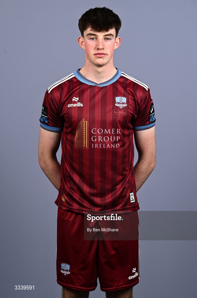 31 January 2026; James Morahan during a Galway United squad portraits session at Galway United FC Shop in Galway. Photo by Ben McShane/Sportsfile