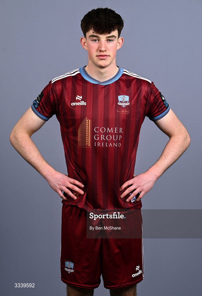 31 January 2026; James Morahan during a Galway United squad portraits session at Galway United FC Shop in Galway. Photo by Ben McShane/Sportsfile