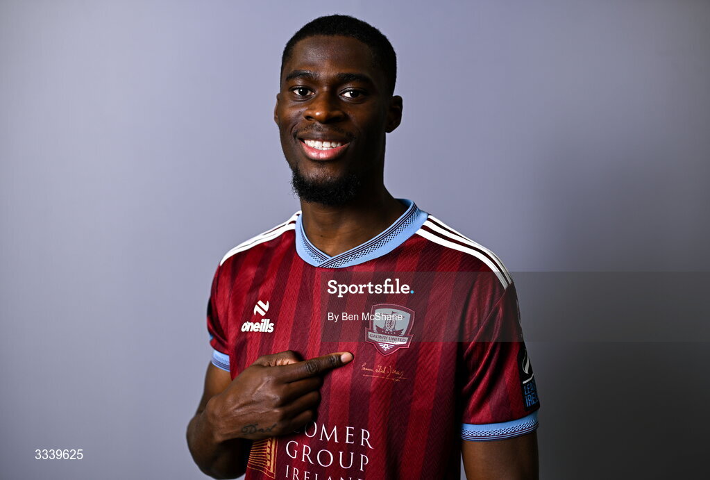 31 January 2026; Wasiri Williams during a Galway United squad portraits session at Galway United FC Shop in Galway. Photo by Ben McShane/Sportsfile