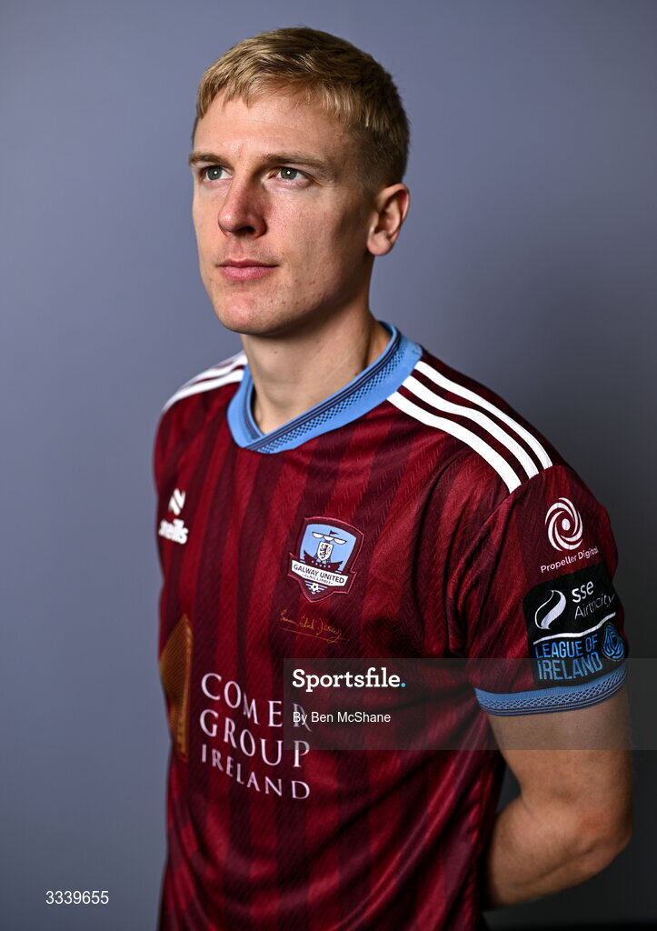 31 January 2026; Kris Twardek during a Galway United squad portraits session at Galway United FC Shop in Galway. Photo by Ben McShane/Sportsfile