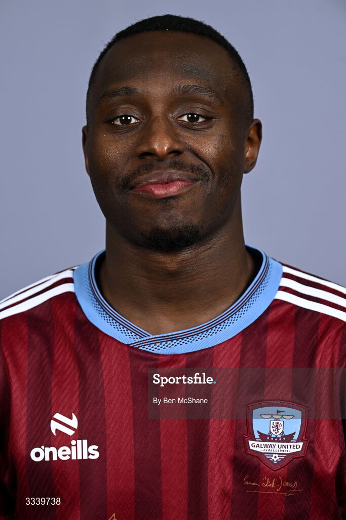 31 January 2026; Francely Lomboto during a Galway United squad portraits session at Galway United FC Shop in Galway. Photo by Ben McShane/Sportsfile