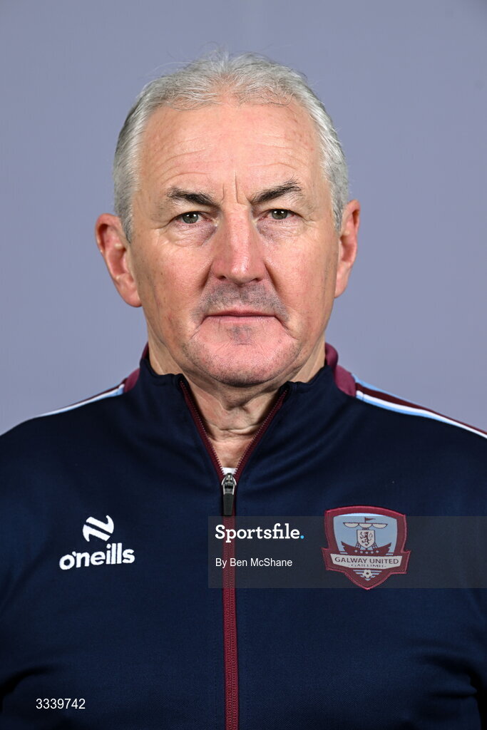 31 January 2026; Manager John Caulfield during a Galway United squad portraits session at Galway United FC Shop in Galway. Photo by Ben McShane/Sportsfile