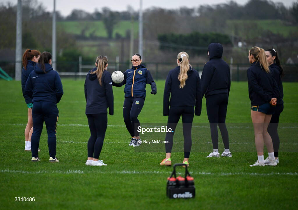 2 February 2026; Meath players before the Lidl Ladies National Football League Division 1 Round 2 match between Meath and Dublin at St Patrick’s GFC in Stamullen, Meath. Photo by Ray McManus/Sportsfile