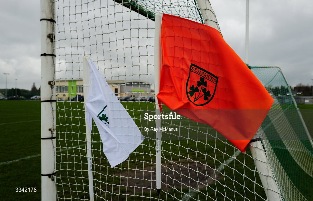2 February 2026; A general view of flags at St Patrick's GFC in Stamullen, Meath, before the Lidl Ladies National Football League Division 1 Round 2 match between Meath and Dublin at St Patrick’s GFC in Stamullen, Meath. Photo by Ray McManus/Sportsfile