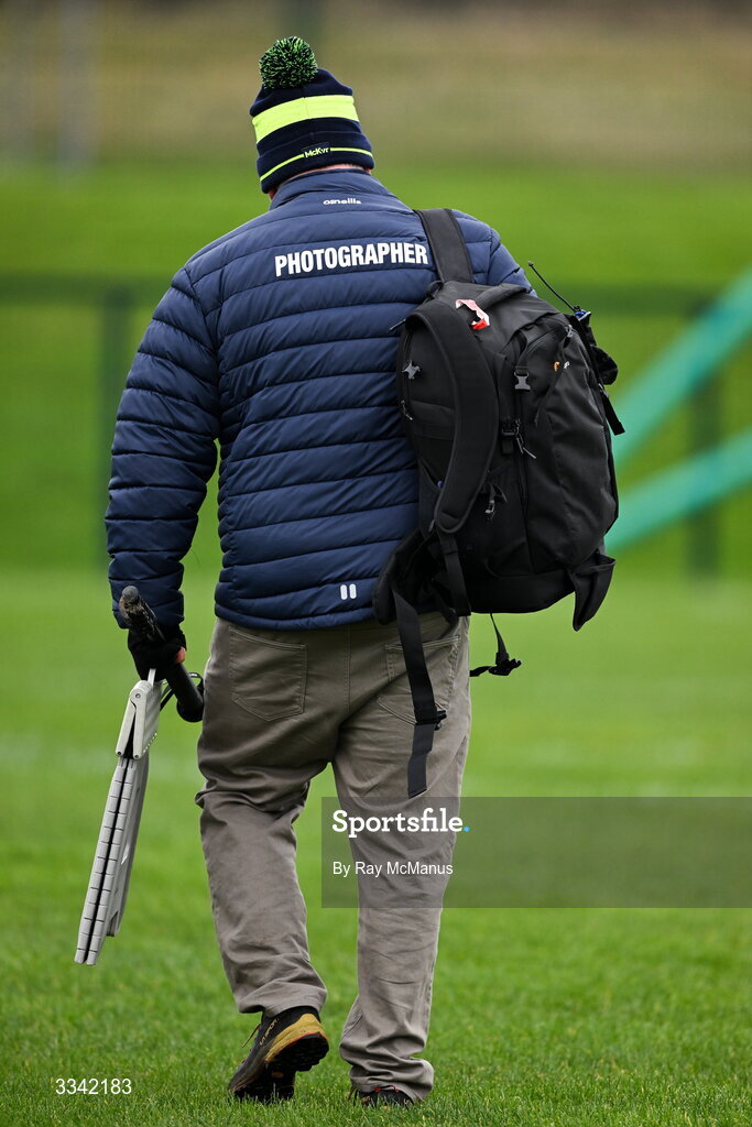 2 February 2026; A photographer makes his way to the Lidl Ladies National Football League Division 1 Round 2 match between Meath and Dublin at St Patrick’s GFC in Stamullen, Meath. Photo by Ray McManus/Sportsfile
