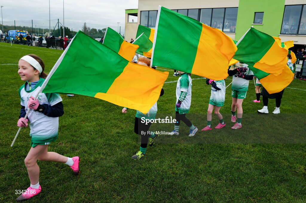 2 February 2026; Young players from the host club, St Patrick’s GFC, make their way to form a guard of honour for the team in advance of the Lidl Ladies National Football League Division 1 Round 2 match between Meath and Dublin at St Patrick’s GFC in Stamullen, Meath. Photo by Ray McManus/Sportsfile