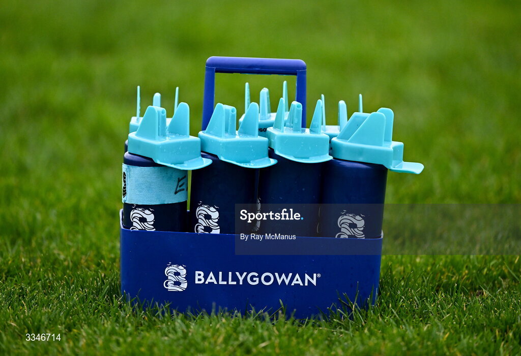 2 February 2026; Ballygowan water on the pitch before the Lidl Ladies National Football League Division 1 Round 2 match between Meath and Dublin at St Patrick’s GFC in Stamullen, Meath. Photo by Ray McManus/Sportsfile