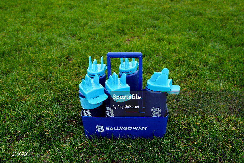 2 February 2026; Ballygowan water on the pitch before the Lidl Ladies National Football League Division 1 Round 2 match between Meath and Dublin at St Patrick’s GFC in Stamullen, Meath. Photo by Ray McManus/Sportsfile