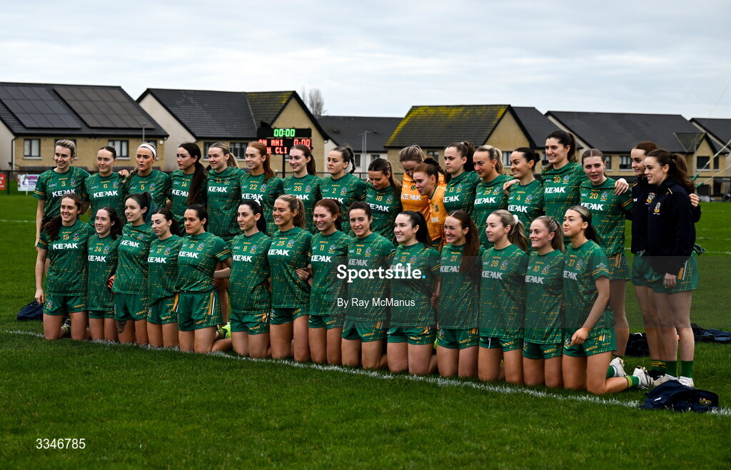 2 February 2026; The Meath squad pose for a pre game photo before the Lidl Ladies National Football League Division 1 Round 2 match between Meath and Dublin at St Patrick’s GFC in Stamullen, Meath. Photo by Ray McManus/Sportsfile