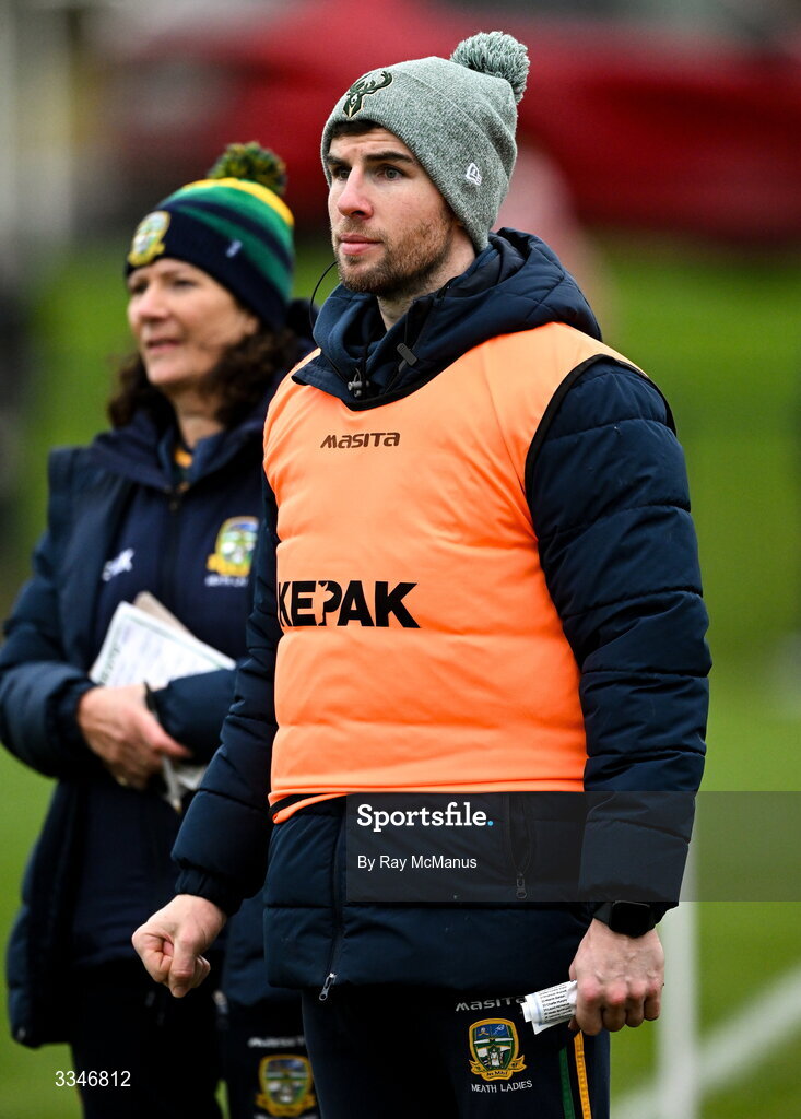 2 February 2026; Meath manager Wayne Freeman during the Lidl Ladies National Football League Division 1 Round 2 match between Meath and Dublin at St Patrick’s GFC in Stamullen, Meath. Photo by Ray McManus/Sportsfile