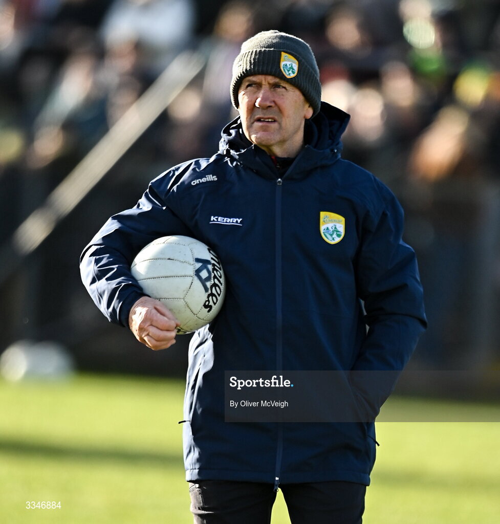 1 February 2026; Kerry manager Jack O'Connor before the Allianz Football League Division 1 match between Donegal and Kerry at Fr Tierney Park in Ballyshannon, Donegal. Photo by Oliver McVeigh/Sportsfile