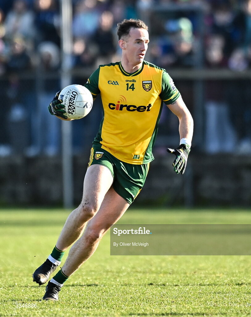1 February 2026; Jason McGee of Donegal  during the Allianz Football League Division 1 match between Donegal and Kerry at Fr Tierney Park in Ballyshannon, Donegal. Photo by Oliver McVeigh/Sportsfile