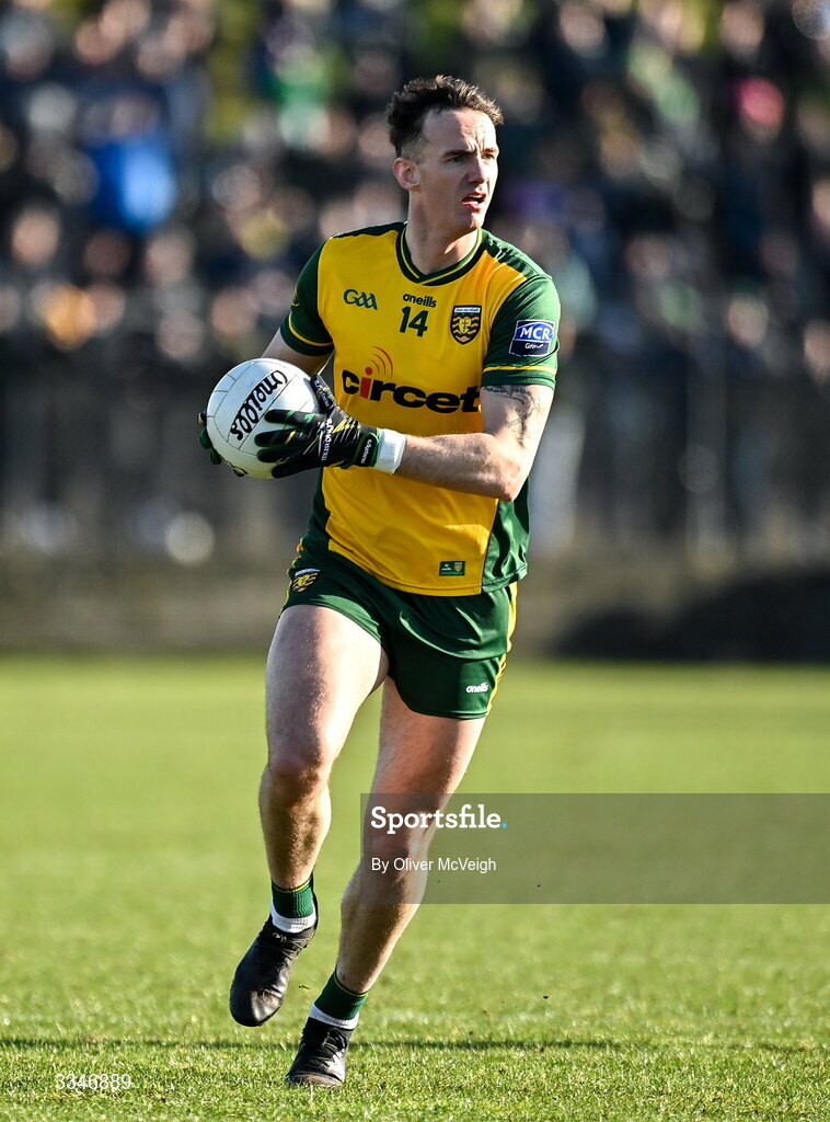 1 February 2026; Jason McGee of Donegal  during the Allianz Football League Division 1 match between Donegal and Kerry at Fr Tierney Park in Ballyshannon, Donegal. Photo by Oliver McVeigh/Sportsfile
