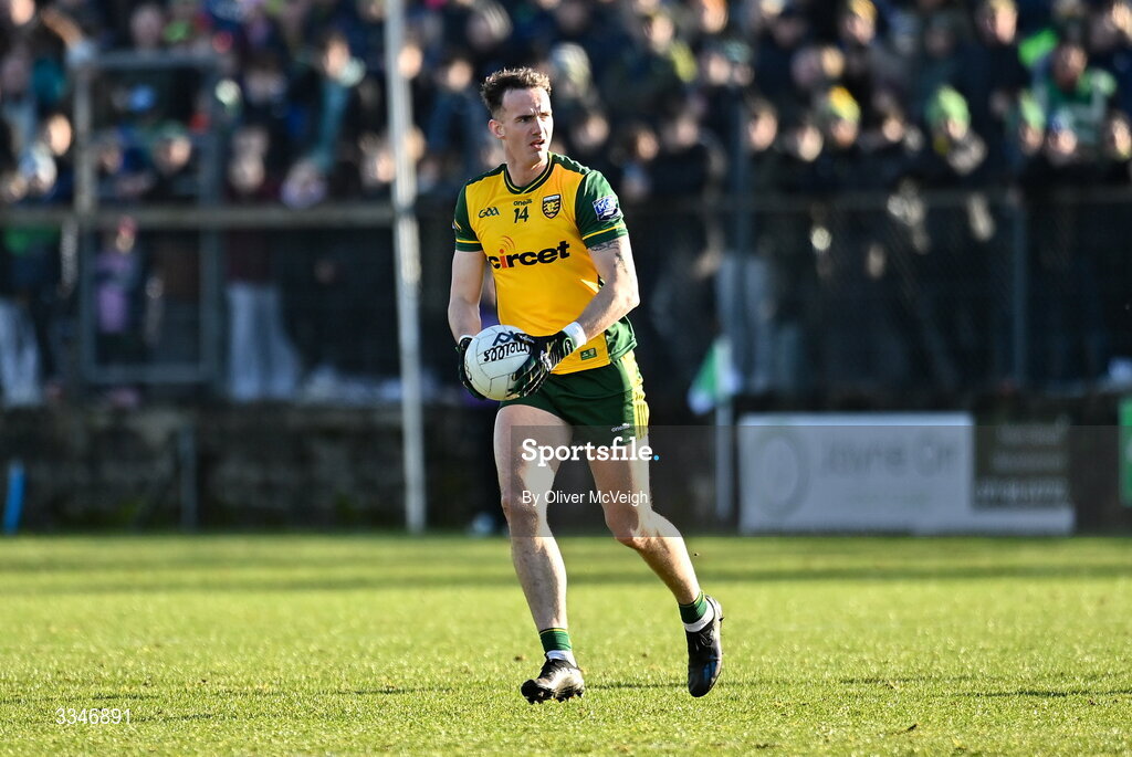 1 February 2026; Jason McGee of Donegal  during the Allianz Football League Division 1 match between Donegal and Kerry at Fr Tierney Park in Ballyshannon, Donegal. Photo by Oliver McVeigh/Sportsfile