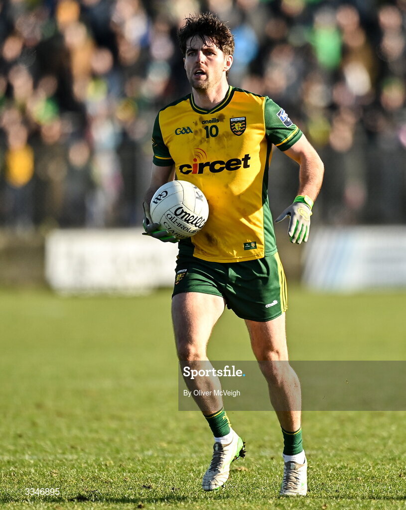 1 February 2026; Daire Ó Baoill of Donegal during the Allianz Football League Division 1 match between Donegal and Kerry at Fr Tierney Park in Ballyshannon, Donegal. Photo by Oliver McVeigh/Sportsfile