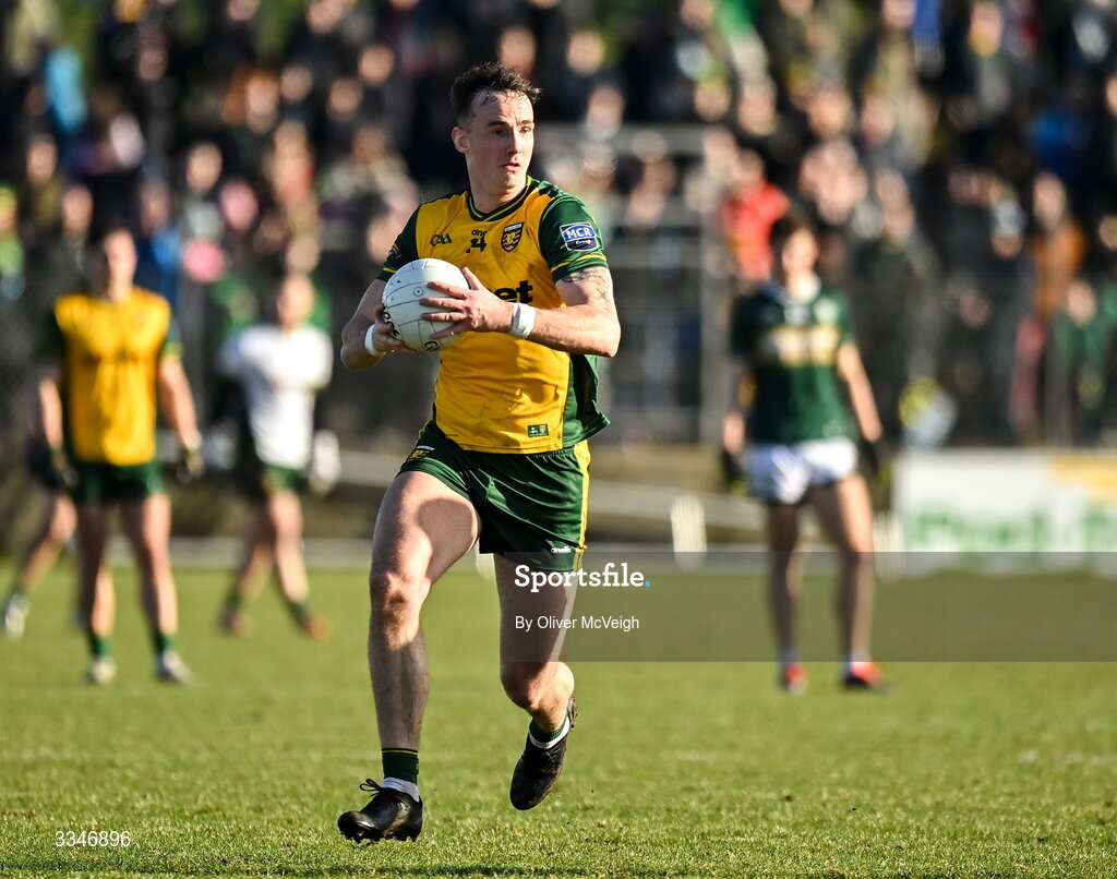 1 February 2026; Jason McGee of Donegal  during the Allianz Football League Division 1 match between Donegal and Kerry at Fr Tierney Park in Ballyshannon, Donegal. Photo by Oliver McVeigh/Sportsfile