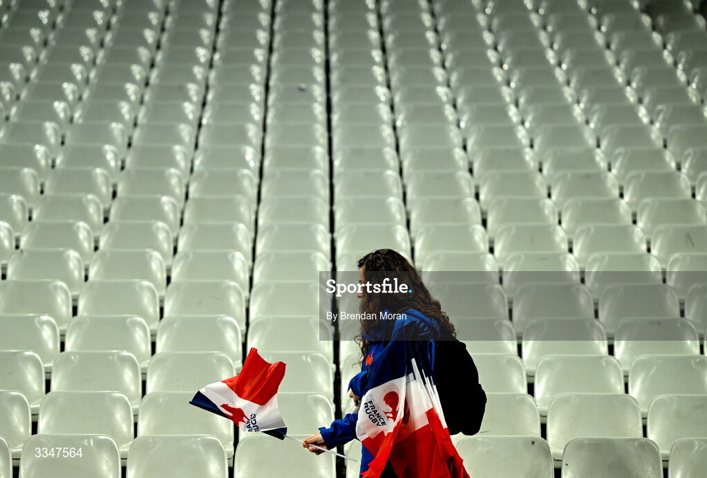 5 February 2026; The stadium is prepared before the Guinness 6 Nations Rugby Championship match between France and Ireland at Stade de France in Paris, France. Photo by Brendan Moran/Sportsfile