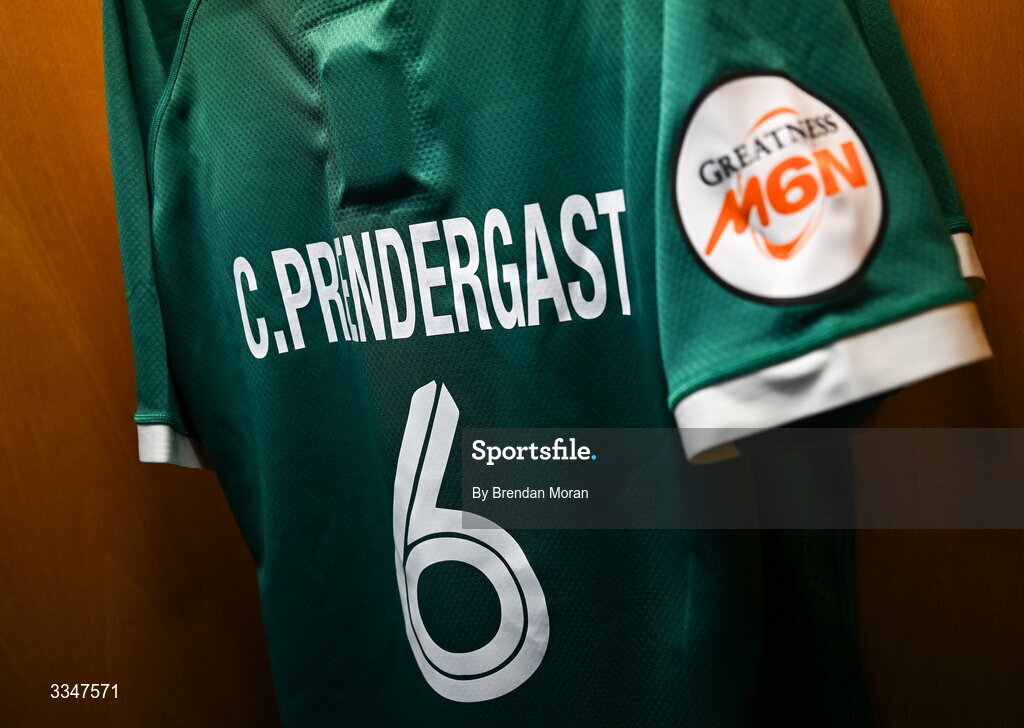 5 February 2026; The jersey of Cian Prendergast in the Ireland dressing room before the Guinness 6 Nations Rugby Championship match between France and Ireland at Stade de France in Paris, France. Photo by Brendan Moran/Sportsfile