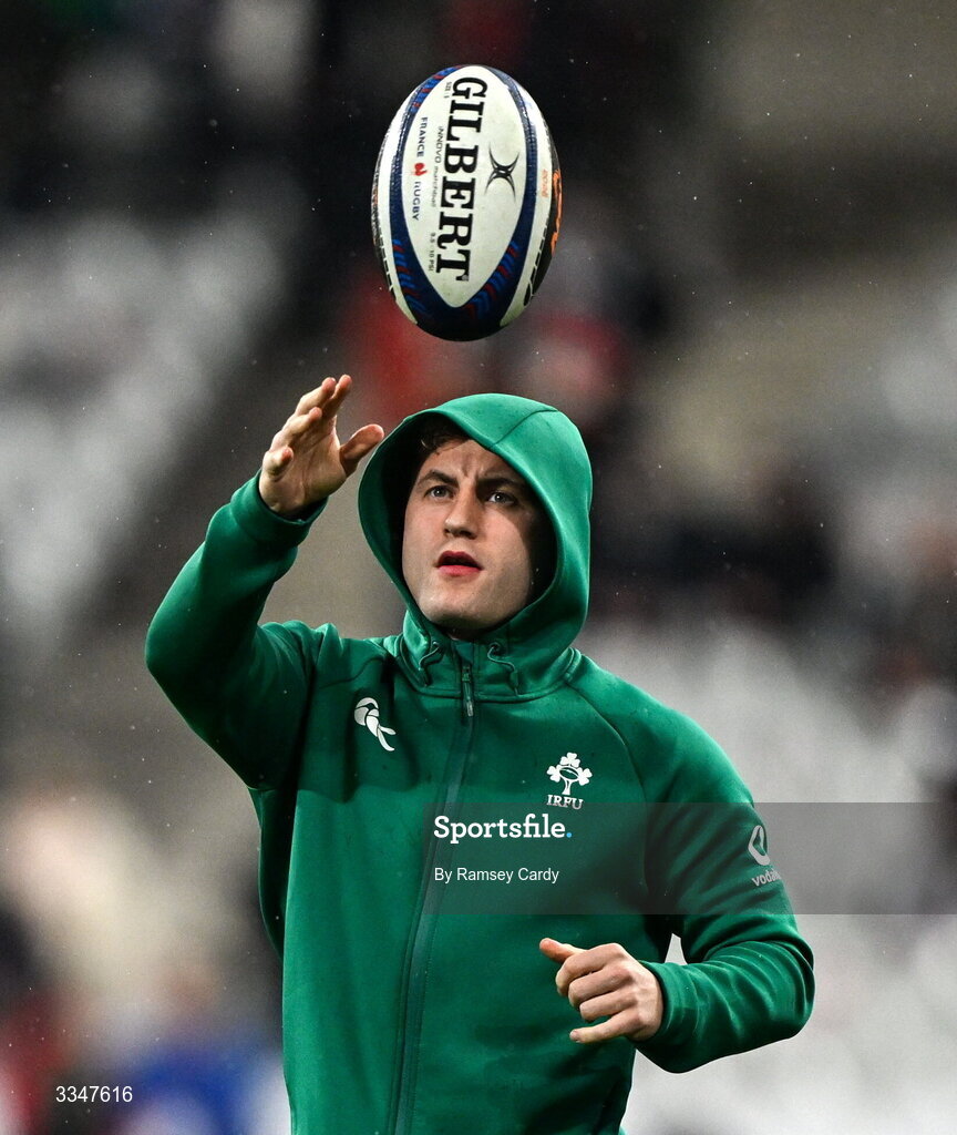 5 February 2026; Craig Casey of Ireland before the Guinness 6 Nations Rugby Championship match between France and Ireland at Stade de France in Paris, France. Photo by Ramsey Cardy/Sportsfile