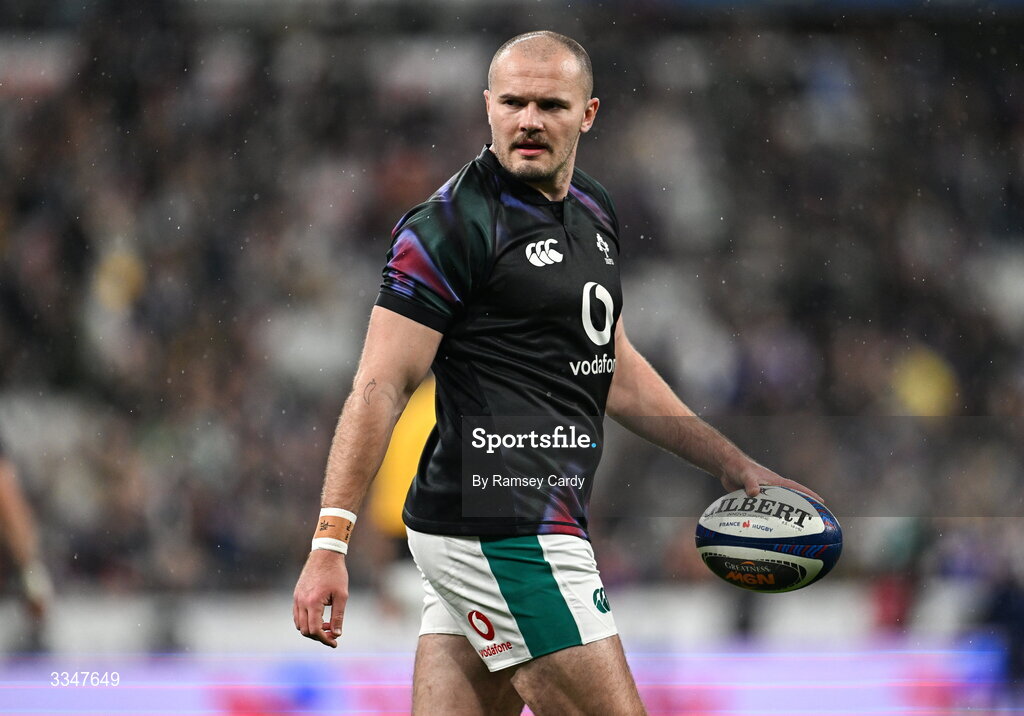 5 February 2026; Jacob Stockdale of Ireland before the Guinness 6 Nations Rugby Championship match between France and Ireland at Stade de France in Paris, France. Photo by Ramsey Cardy/Sportsfile
