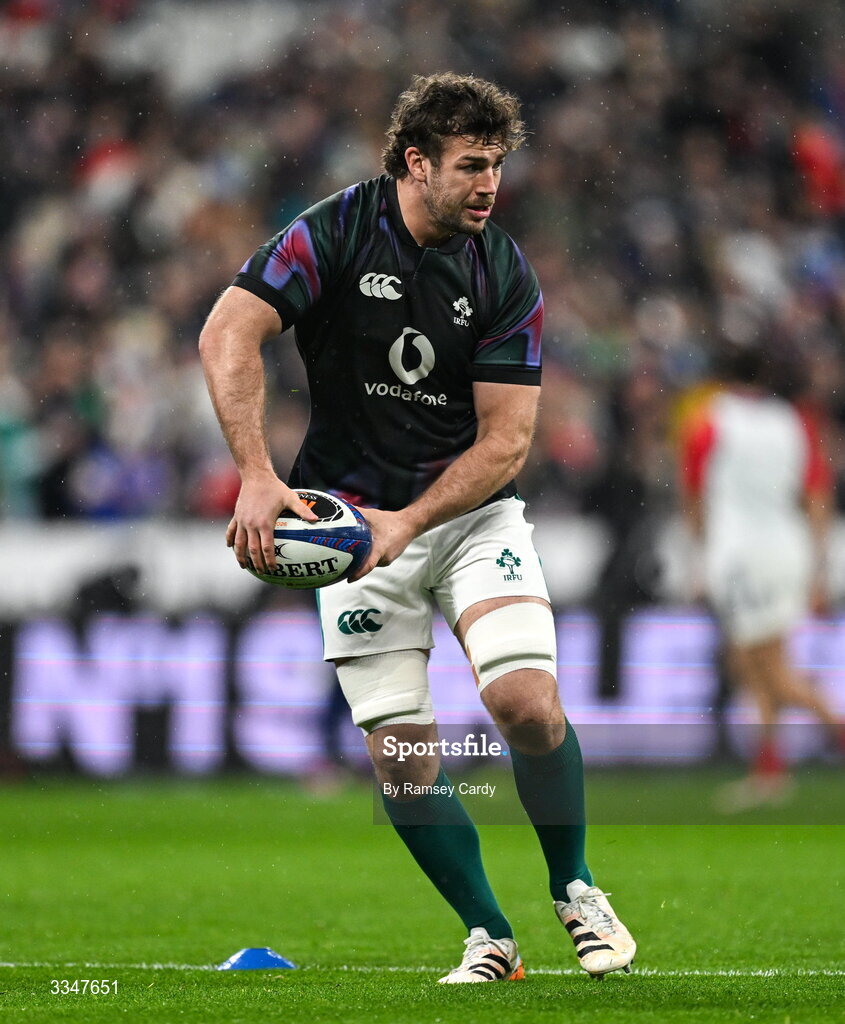 5 February 2026; Caelan Doris of Ireland before the Guinness 6 Nations Rugby Championship match between France and Ireland at Stade de France in Paris, France. Photo by Ramsey Cardy/Sportsfile