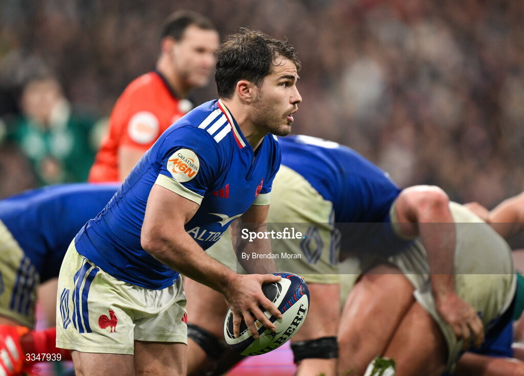 5 February 2026; Antoine Dupont of France during the Guinness 6 Nations Rugby Championship match between France and Ireland at Stade de France in Paris, France. Photo by Brendan Moran/Sportsfile