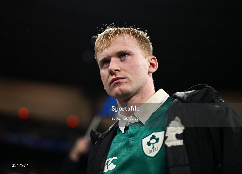 5 February 2026; Jamie Osborne of Ireland after the Guinness 6 Nations Rugby Championship match between France and Ireland at Stade de France in Paris, France. Photo by Ramsey Cardy/Sportsfile