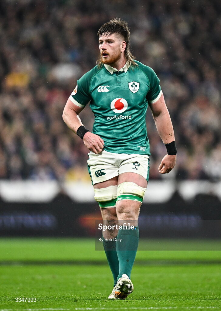 5 February 2026; Joe McCarthy of Ireland during the Guinness 6 Nations Rugby Championship match between France and Ireland at Stade de France in Paris, France. Photo by Seb Daly/Sportsfile