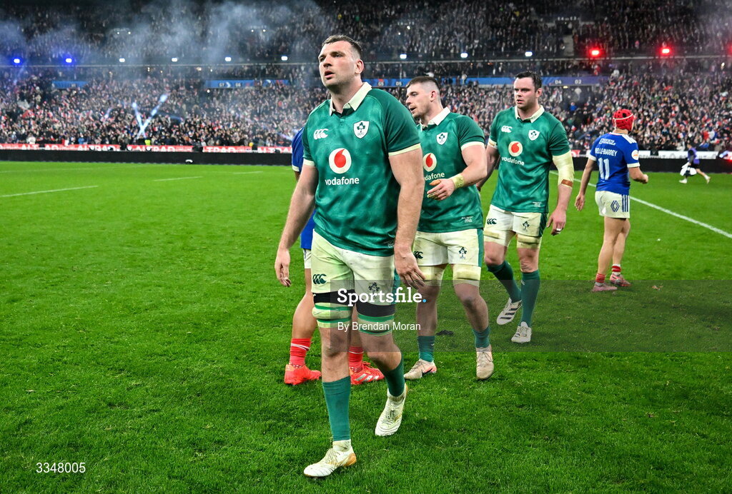 5 February 2026; Tadhg Beirne of Ireland after the Guinness 6 Nations Rugby Championship match between France and Ireland at Stade de France in Paris, France. Photo by Brendan Moran/Sportsfile