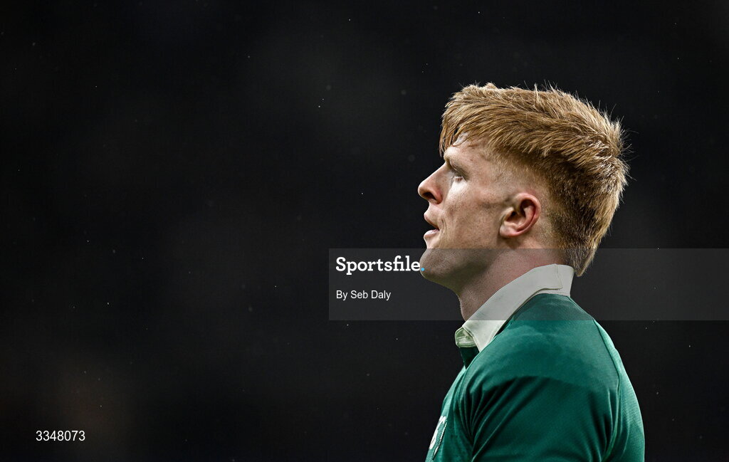 5 February 2026; Tommy O'Brien of Ireland during the Guinness 6 Nations Rugby Championship match between France and Ireland at Stade de France in Paris, France. Photo by Seb Daly/Sportsfile