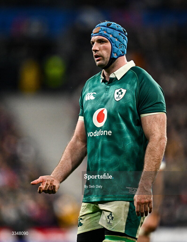 5 February 2026; Tadhg Beirne of Ireland during the Guinness 6 Nations Rugby Championship match between France and Ireland at Stade de France in Paris, France. Photo by Seb Daly/Sportsfile